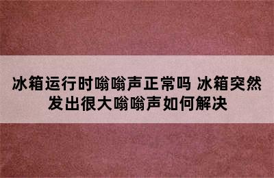 冰箱运行时嗡嗡声正常吗 冰箱突然发出很大嗡嗡声如何解决